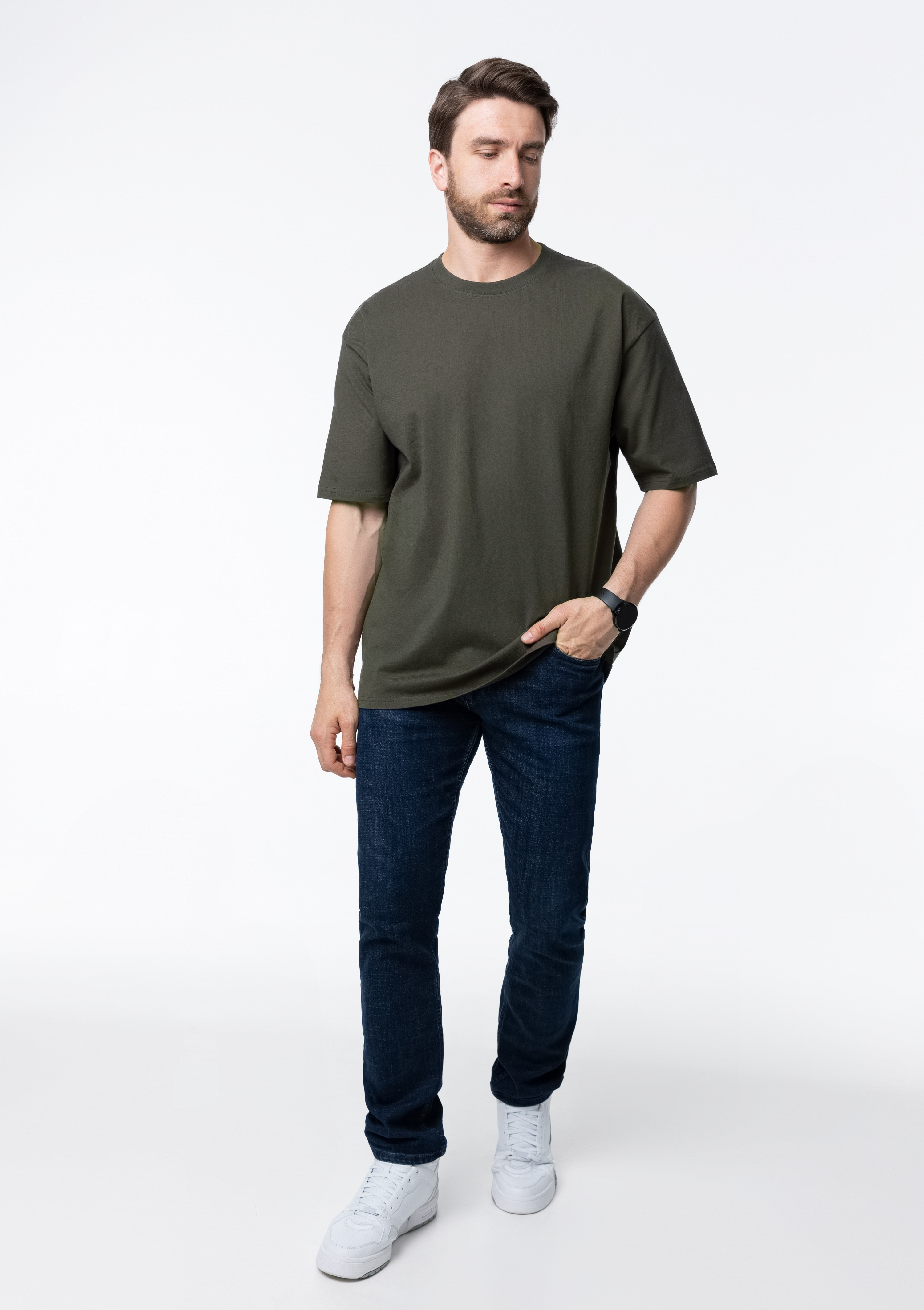 Футболка унисекс оверсайз STAN хлопок 240, 56, Оливковый хаки,  (36)  (44/XS)