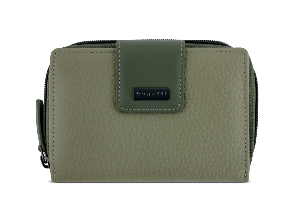 Кошелёк женский BUGATTI СИНА | SINA, зеленый, воловья кожа/полиэстер, 13,7х3х9,5 см