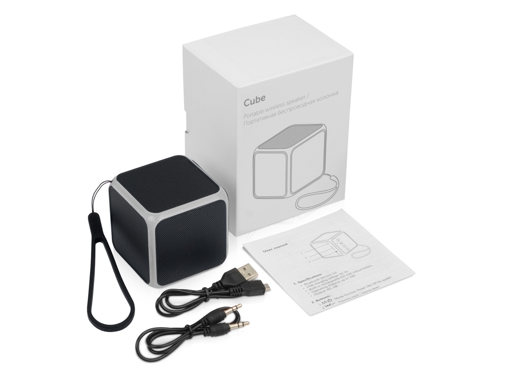 Портативная колонка Cube с подсветкой, черный