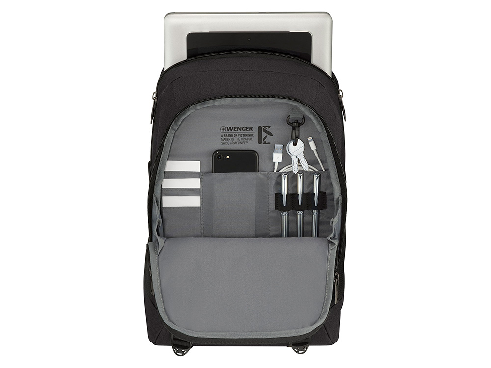 Рюкзак WENGER Oryson 16, чёрный, переработанный ПЭТ/Полиэстер, 32х45х19 см, 25 л.