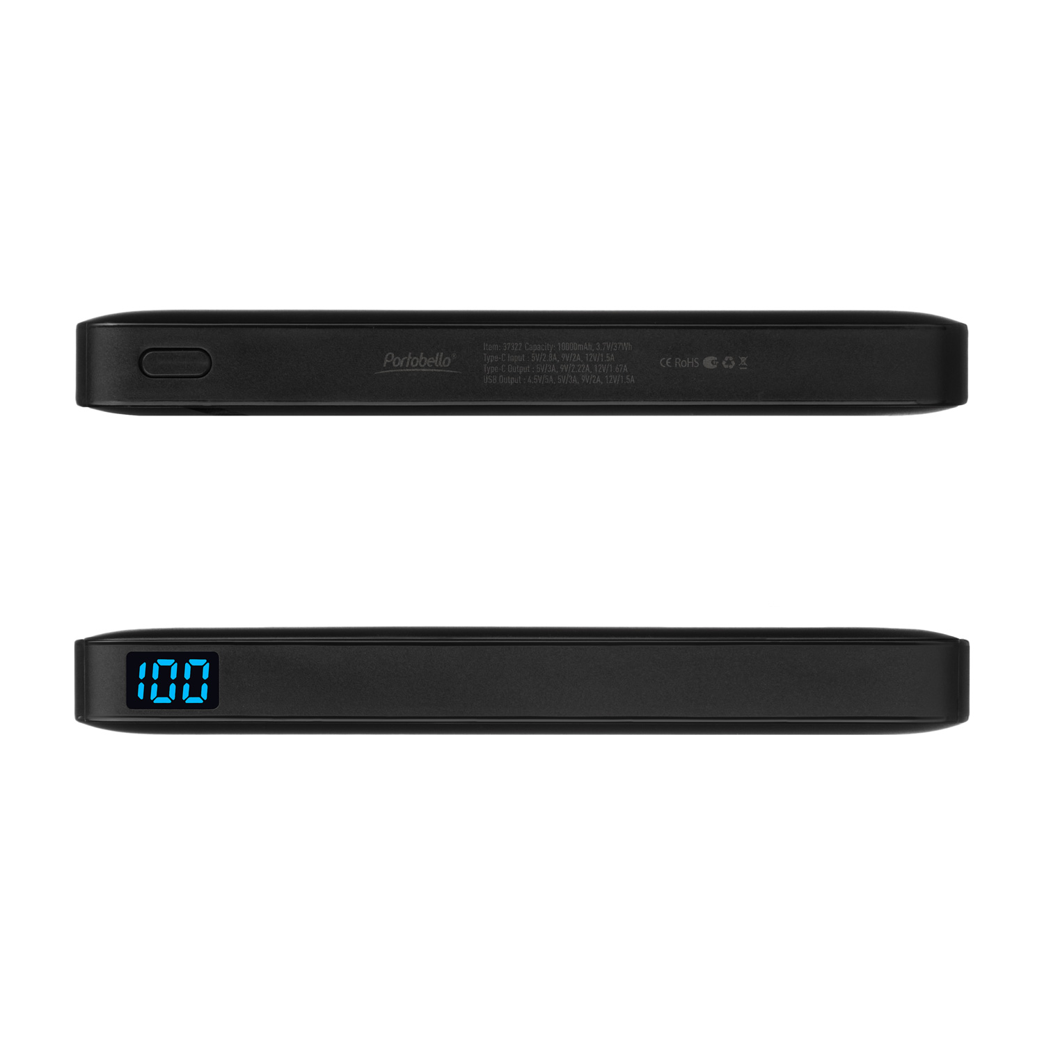 Внешний аккумулятор с цветной подсветкой Анкор Макс Плюс PD (Ancor PD Max Plus) 10000 mAh, черный фото на сайте Print Logo.