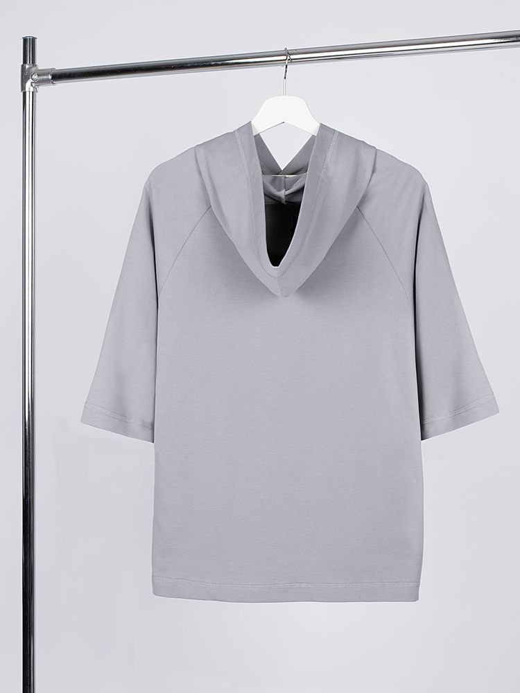 Футболка оверсайз унисекс с капюшоном Neofit, светло-серая, размер M/L