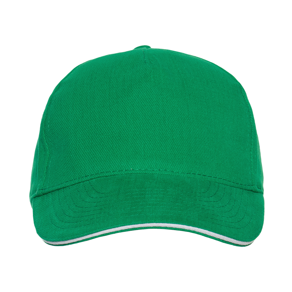 Бейсболка с кантом STAN 5 клиньев хлопок 280, 11K, Зелёный,  (30/1)  (56-58/ONE SIZE)