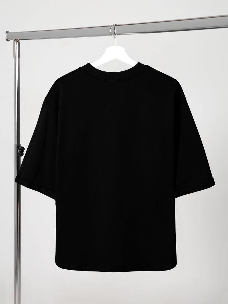 Футболка оверсайз унисекс Kosmos 2.0, черная, размер XS/S