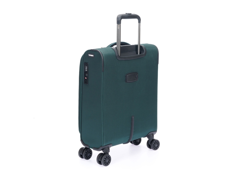 Чемодан TORBER СЕЙД, тёмно-зелёный, нейлон 600D, 36,5 х 19 х 54 см, 32 л
