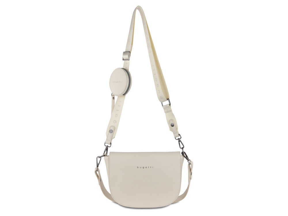 Сумка наплечная женская BUGATTI АЛМАТА | ALMATA, с кошельком, бежевая, полиуретан, 27х6х18,5 см
