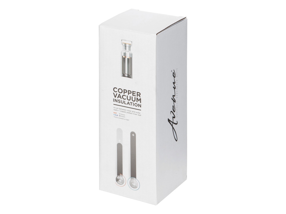 Медная спортивная бутылка с вакуумной изоляцией Thor объемом 480 мл, серебристый