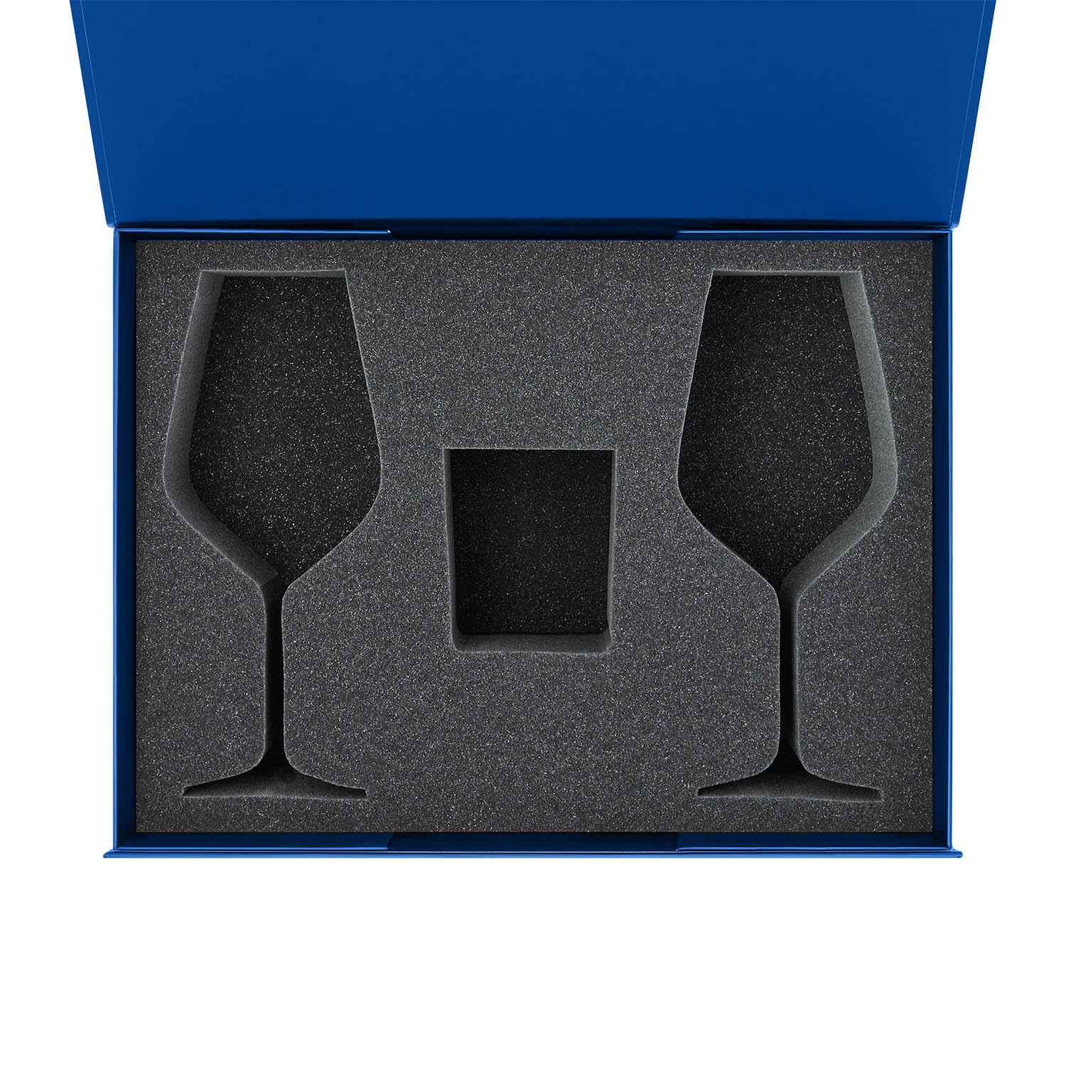 Ложемент под свечу Энигма (Enigma) + 2 бокала для вина в среднюю коробку-трансформер (арт. 695721) — пример нанесения логотипа (Portobello подарочная упаковка) | Print Logo