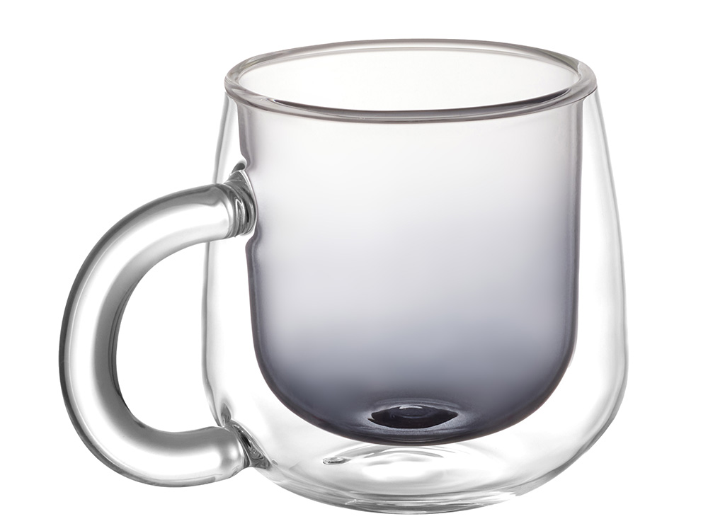 Кружка с двойными стенками с широкой ручкой и градиентным покрытием Fog, черный