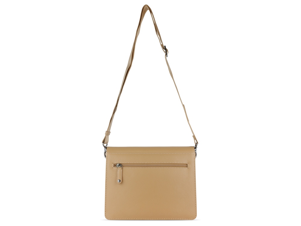 Сумка через плечо женская BUGATTI ЭЛЬЗА | ELSA, песочного цвета, воловья кожа/полиэстер, 25х8,5х20 см