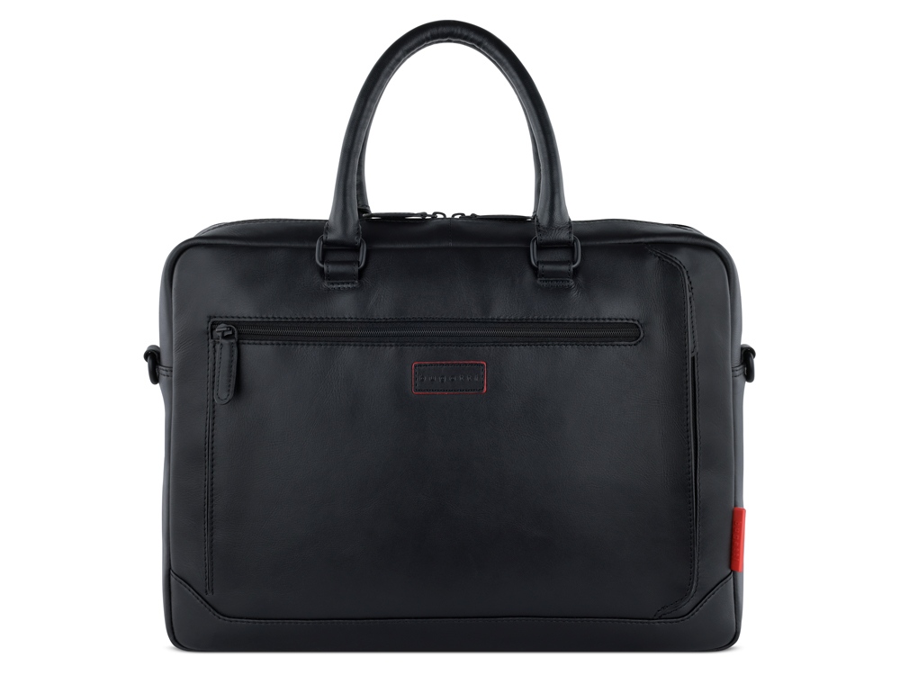 Портфель мужской BUGATTI КЛАРК | CLARK, чёрный, воловья кожа/полиэстер, 40х9,5х29 см, 10 л