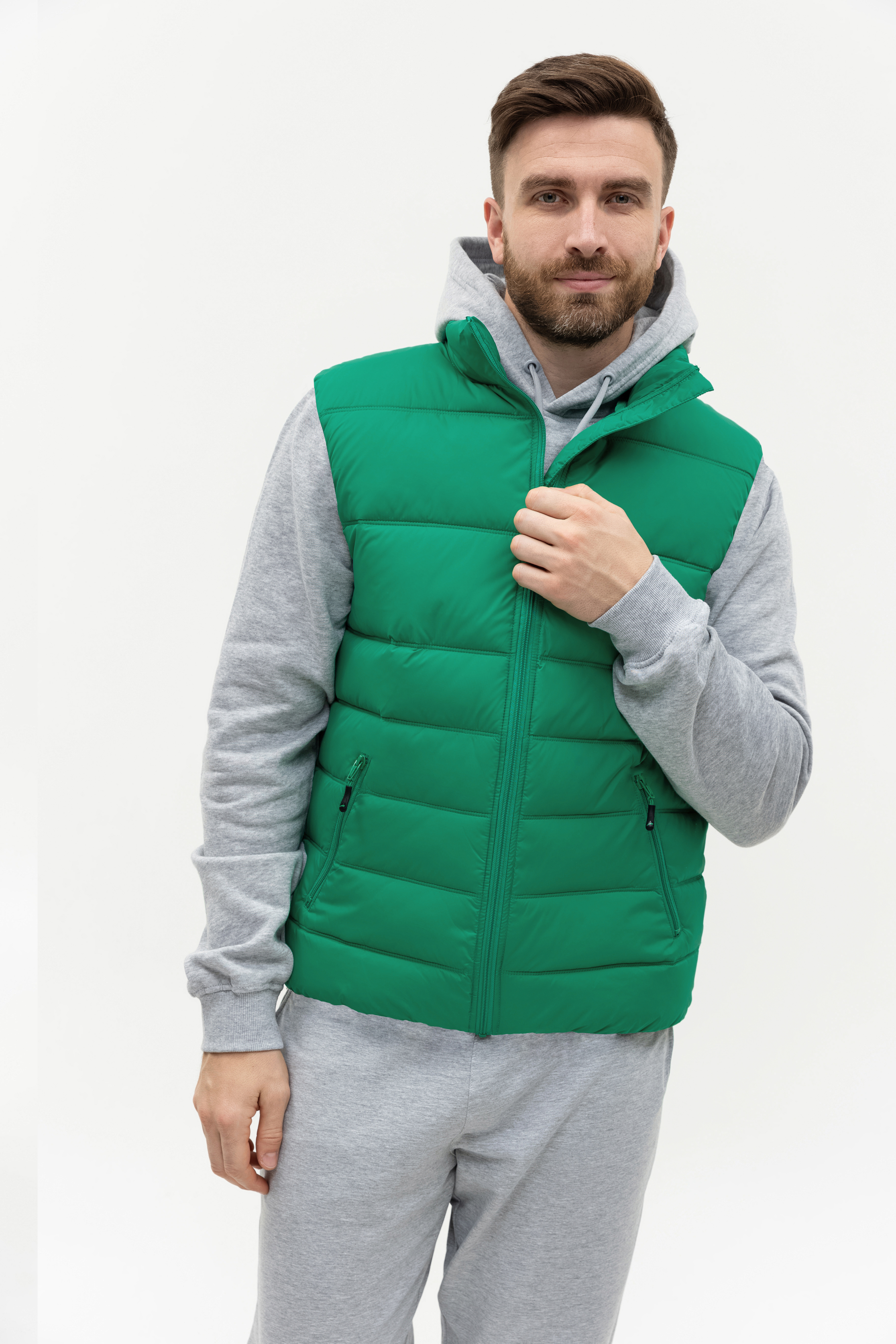 Жилет мужской STAN утепленный таффета 210T,65, 82, Зелёный,  (30/1)  (56/XXXL)