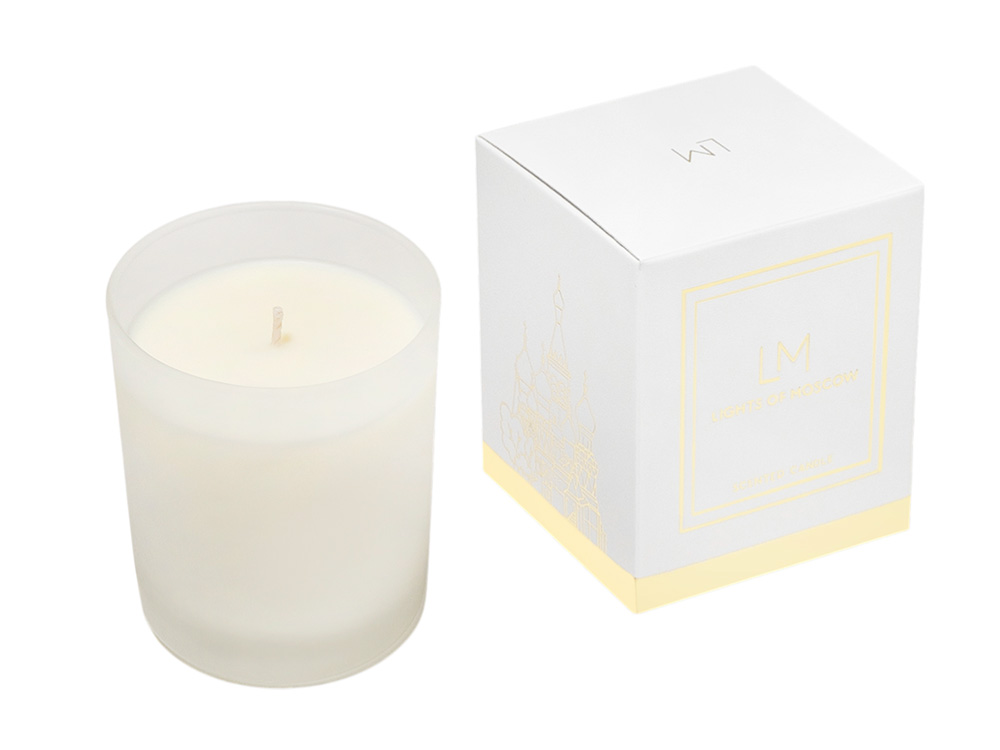 Ароматическая свеча в матовом стакане Sensual, коллекция Exclusive, 250 мл с логотипом Lights of Moscow | Print Logo