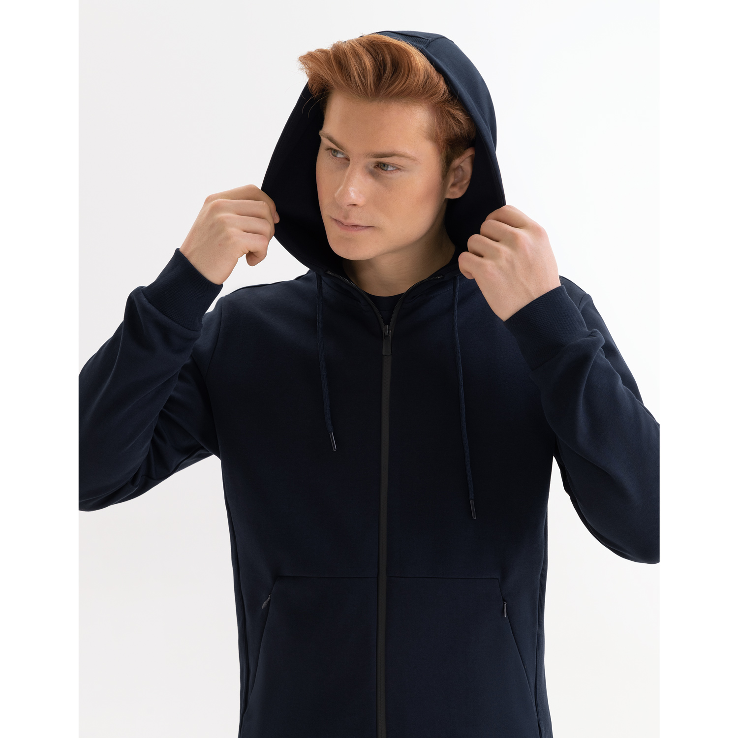 Толстовка на молнии с капюшоном Матео (Mateo) темно-синяя, размер XXL