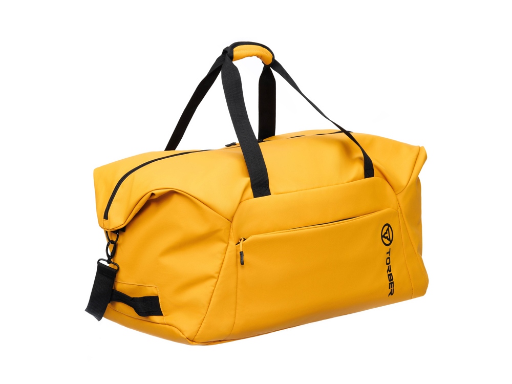 Сумка дорожная TORBER MOBI, желтая, полиэстер 900D с PU покрытием, 65 х 37 х 34 см