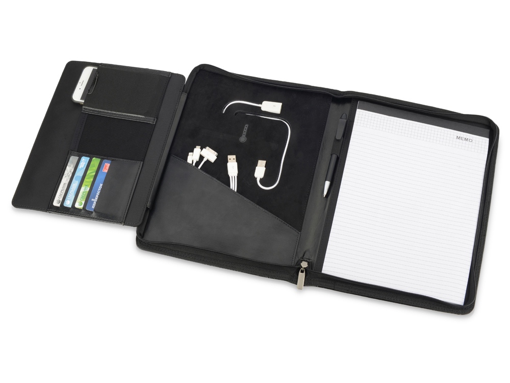 Папка для документов Jacques cо встроенным зарядным устройством, черный