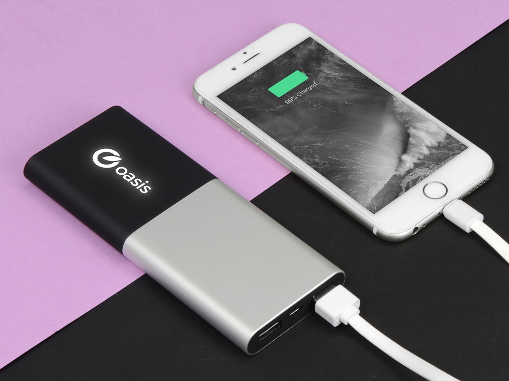 Портативное зарядное устройство с подсветкой логотипа Quark, 6000 mAh