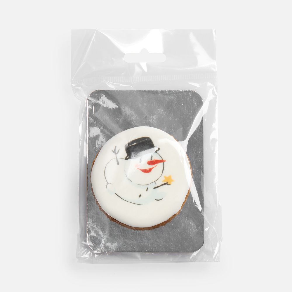 Печенье имбирное «Снеговик» — пример нанесения логотипа (сделано в России) | Print Logo