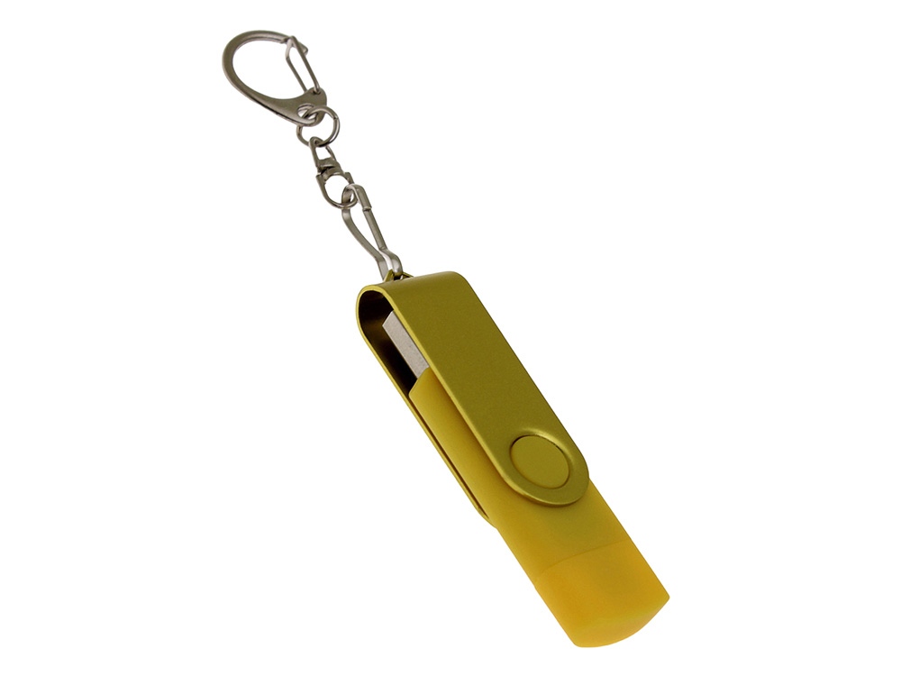 USB 3.0- флешка на 128 Гб с поворотным механизмом и дополнительным разъемом Type-C с логотипом  | Print Logo