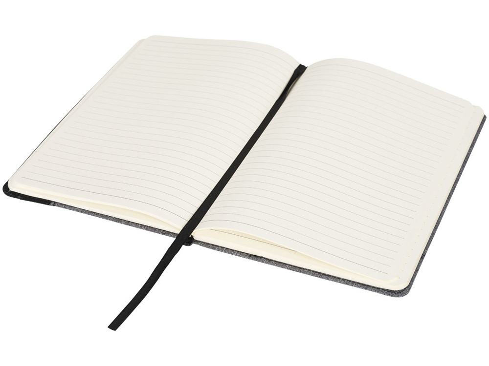 Блокнот А5 с кожаной вставкой, серый/черный