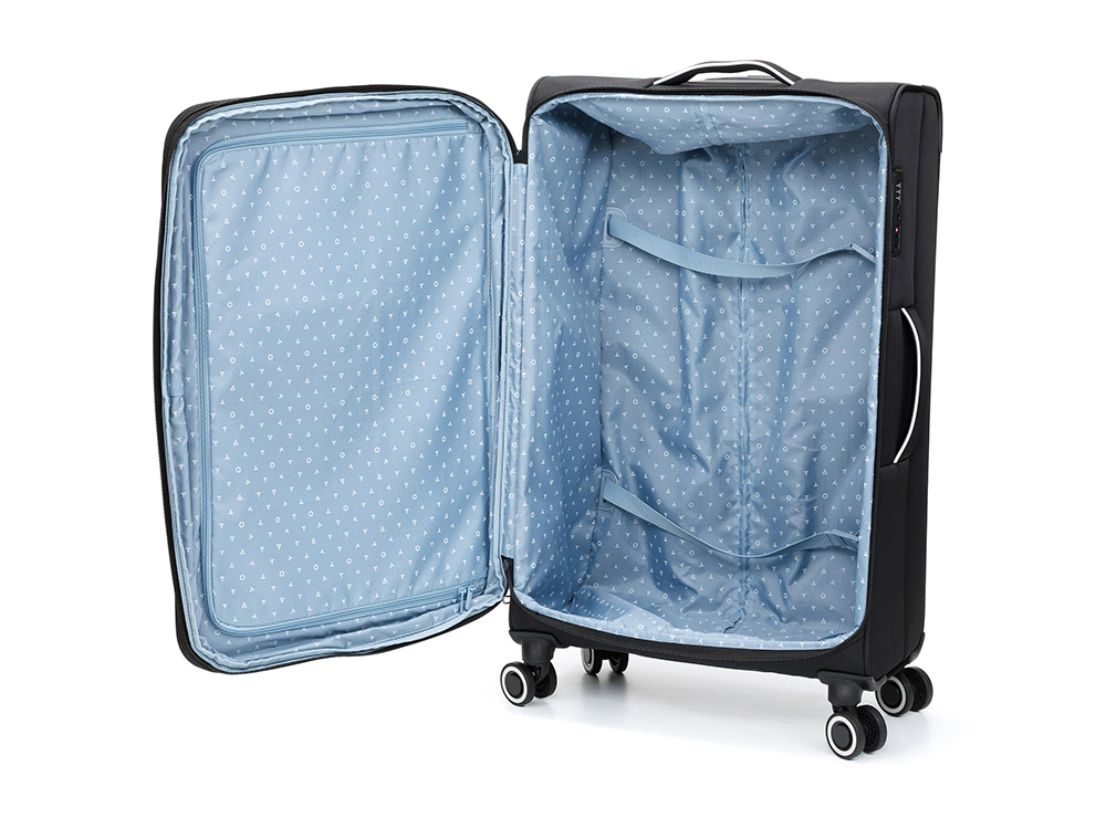 Чемодан TORBER НЕРО, чёрный, переработанный ПЭТ, 48 х 28 х 79 см, 90 л