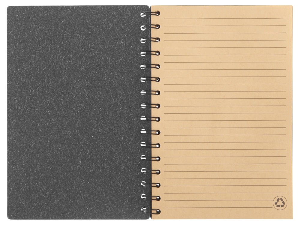 Блокнот на спирали в картонной обложке с переработанной бумагой Mania, черный