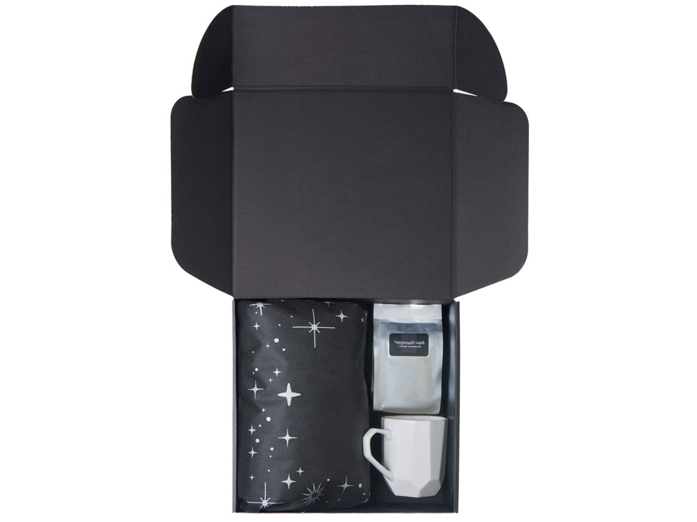 Подарочный набор с кружкой, подносом, свечой и чаем, белый