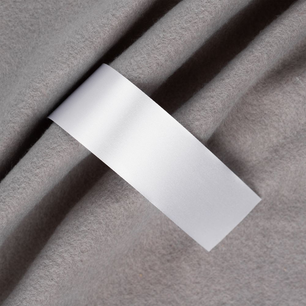 Лента сатиновая Satin 35 М, серая с логотипом сделано в России | Print Logo