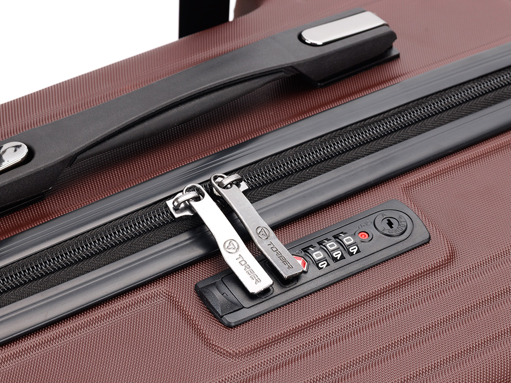 Чемодан TORBER ОНЕГА, бордовый, ABS-пластик, 69,5 х 46 х 26 см, 69 л
