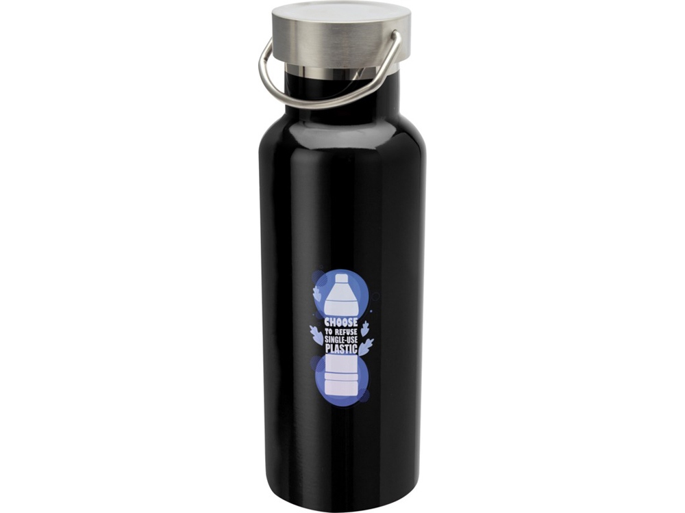 Бутылка для воды Thor из нержавеющей стали, сертифицированной по стандарту RCS, сплошной черный