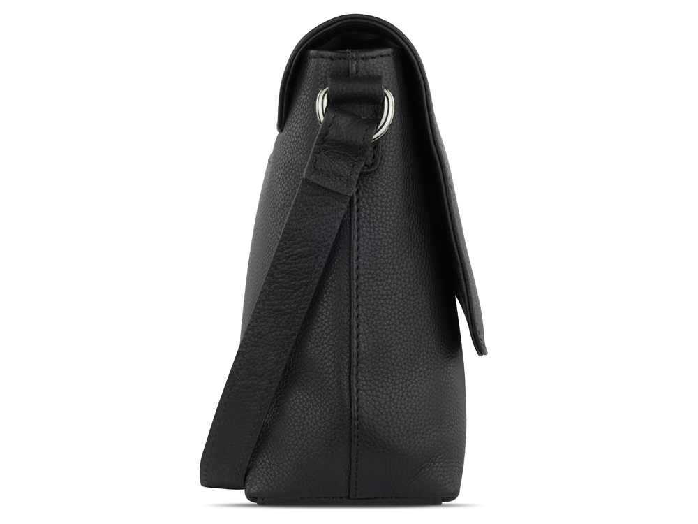 Сумка наплечная женская BUGATTI БЕЛЛА | BELLA, чёрная, воловья кожа/полиэстер, 25х8х20 см