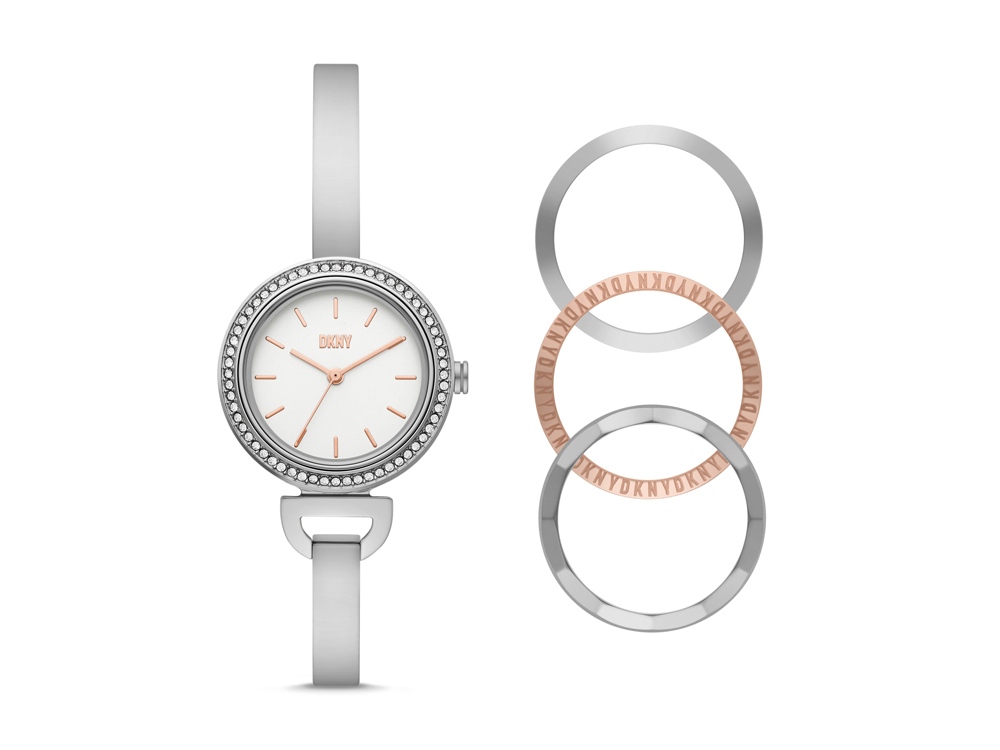 Часы наручные со сменными безелями, женские с логотипом DKNY | Print Logo