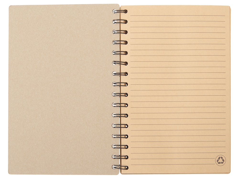 Блокнот на спирали в картонной обложке с переработанной бумагой Mania, натуральный