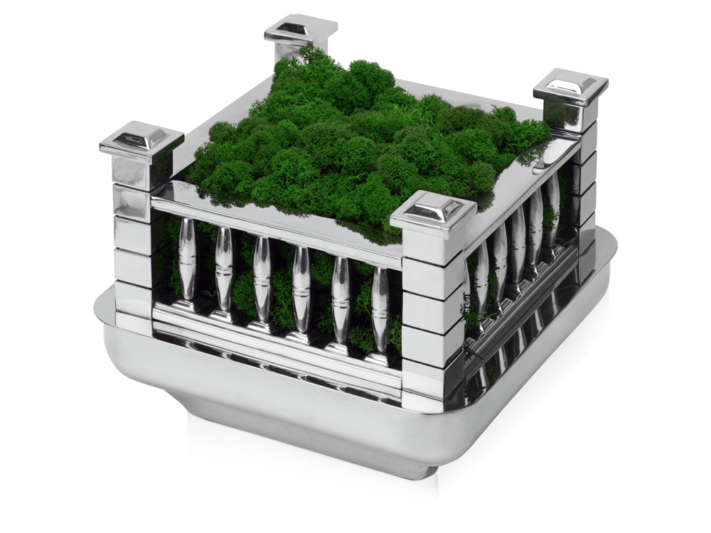 Кашпо металлическое со мхом с логотипом  | Print Logo