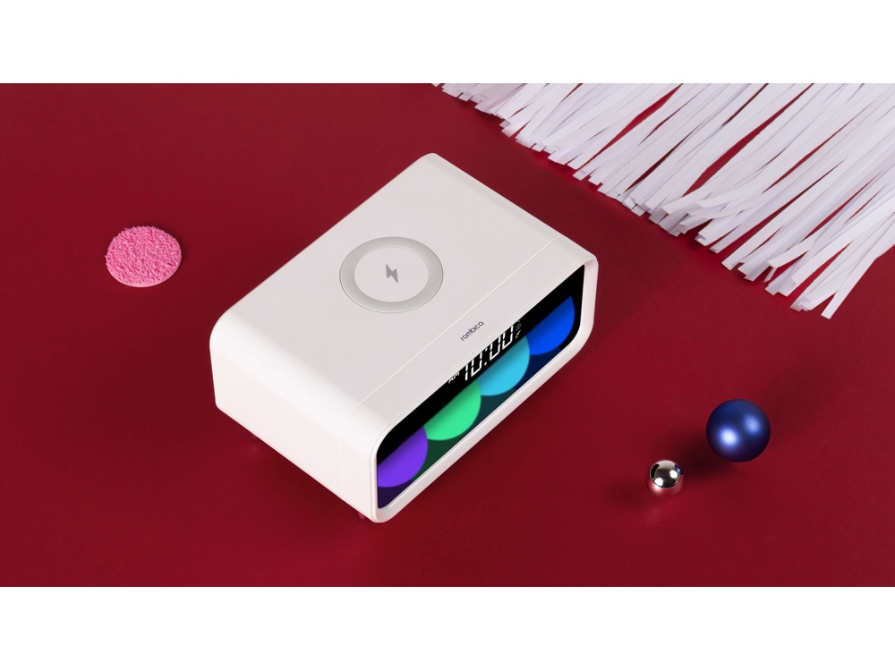 Часы с беспроводным зарядным устройством Rombica Timebox 1, белый (P)