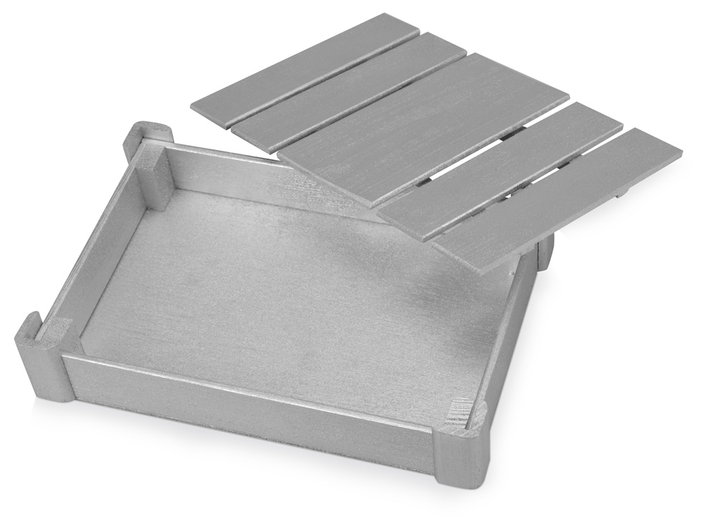 Подарочная деревянная коробка, серебристый