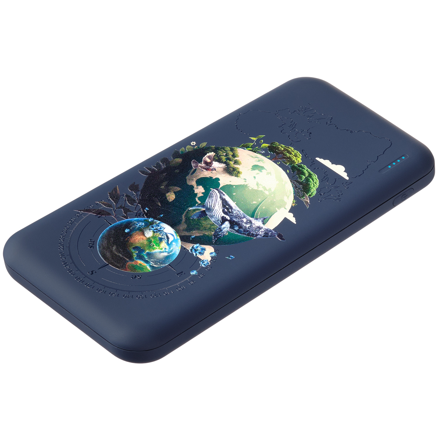 Внешний аккумулятор с подсветкой Люче (Luce) 10000 mAh, белый фото на сайте Print Logo.