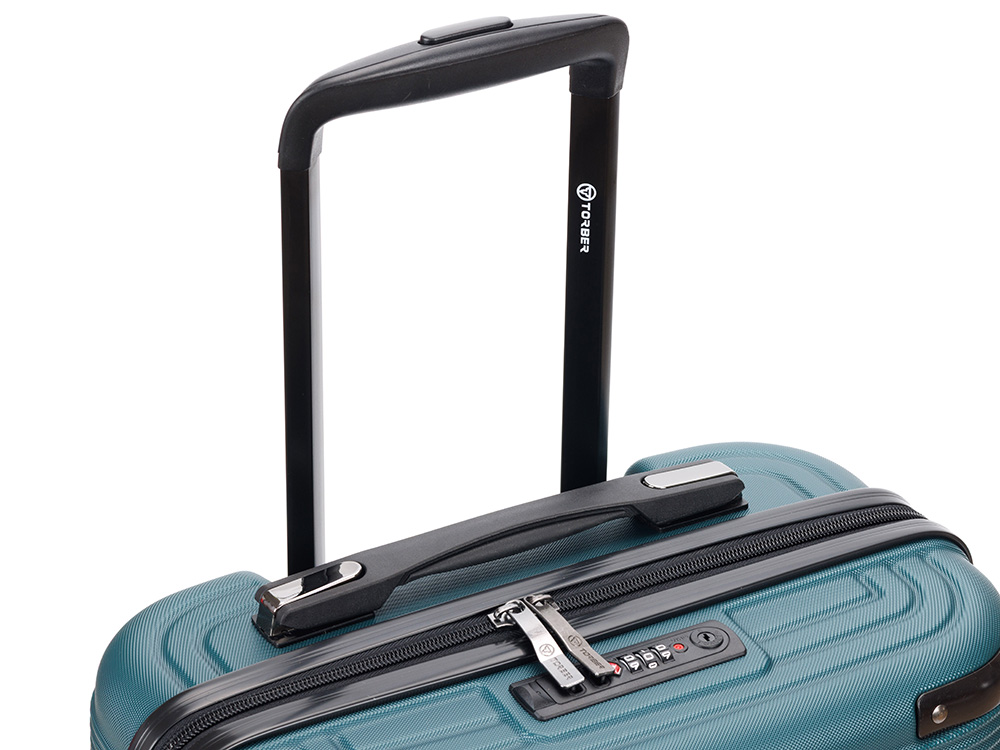 Чемодан TORBER ОНЕГА, зелёный, ABS-пластик, 59,5 х 39,5 х 24 см, 46 л