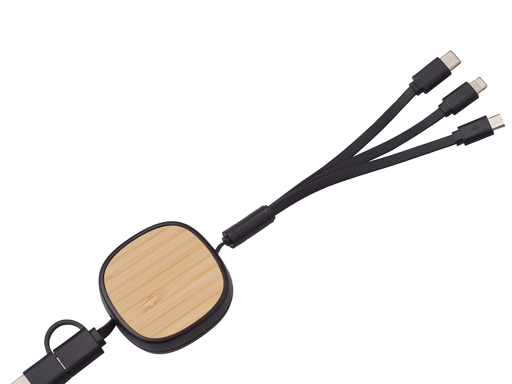 Универсальный кабель с ретрактором 3-в-1 Retrax, черный