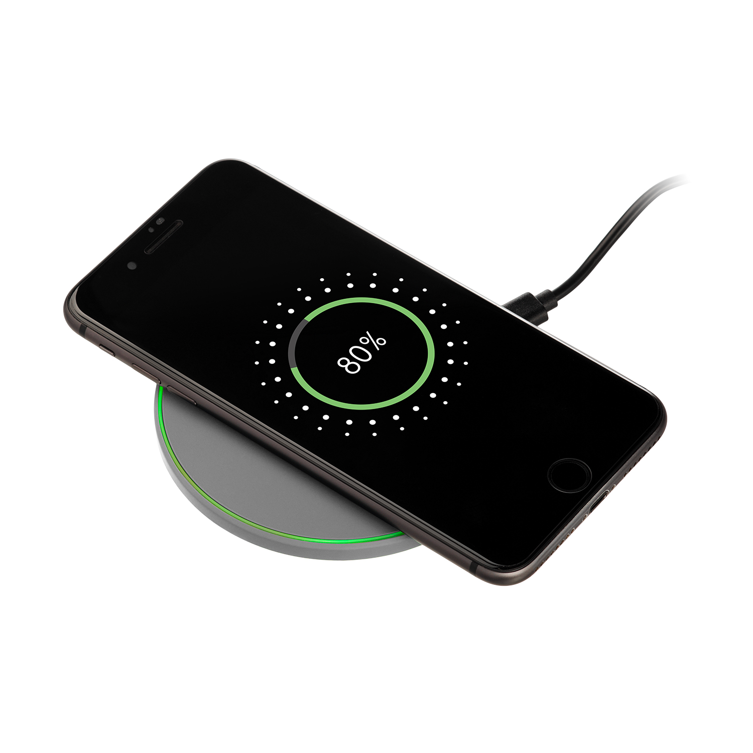 Беспроводное зарядное устройство с подсветкой 15W Аурис (Auris), серое