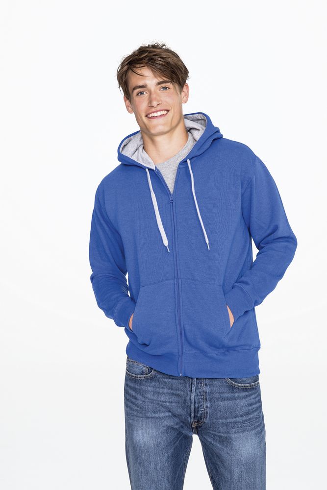 Толстовка мужская на молнии Soul men 290 с контрастным капюшоном черная, размер XL