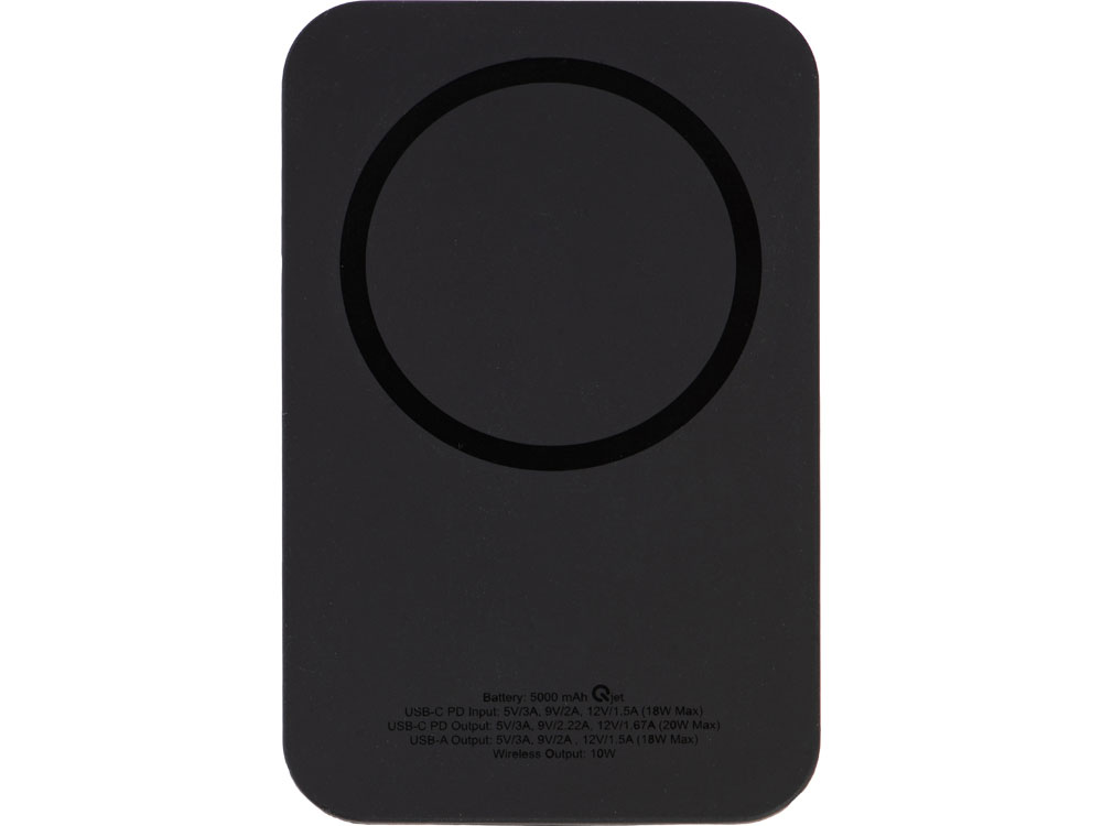 Магнитный беспроводной внешний аккумулятор MagnetIQ, 5000 mah, 10 W, черный (Р)