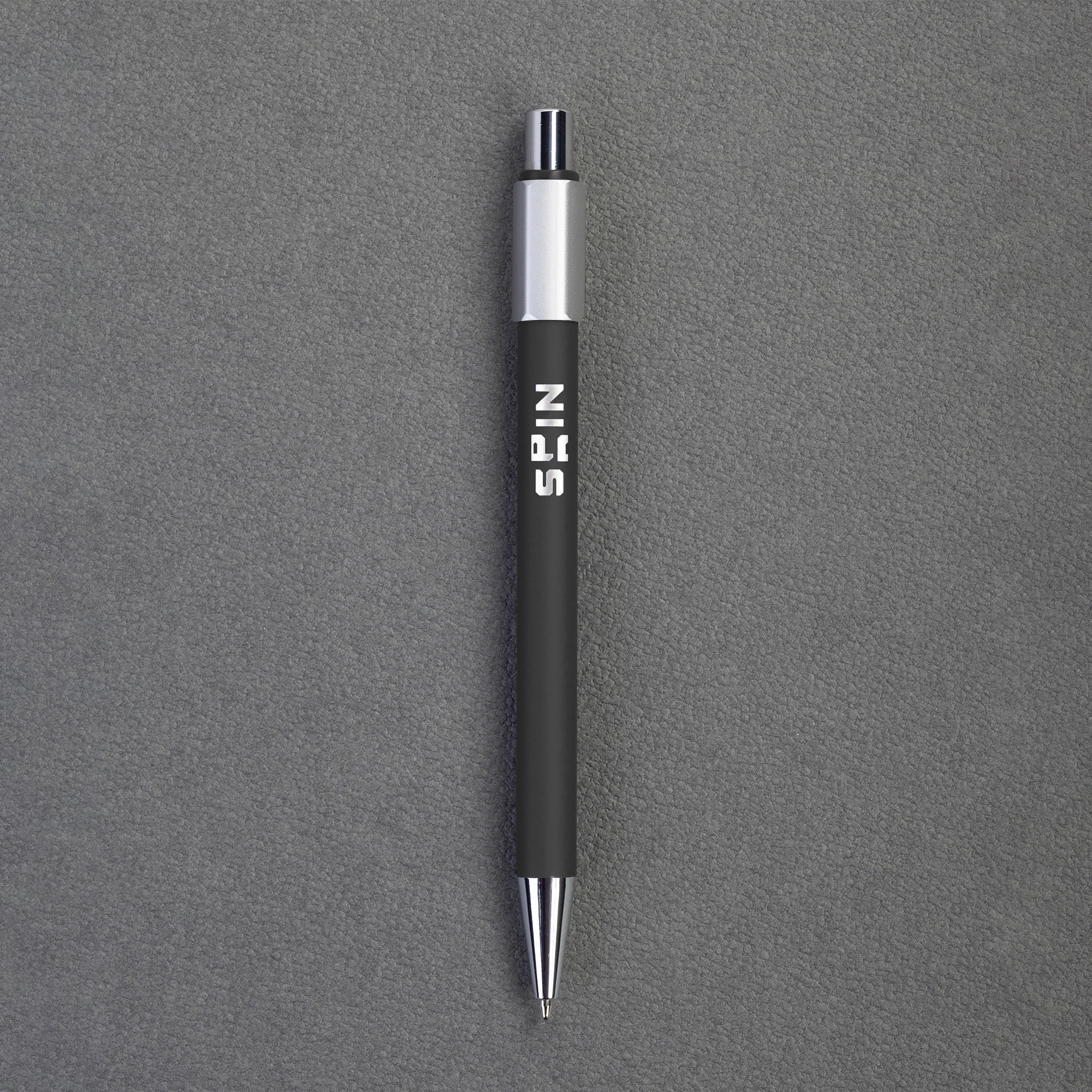 Ручка шариковая "Spin" с 6ти-гранным спиннером, покрытие soft touch, черный