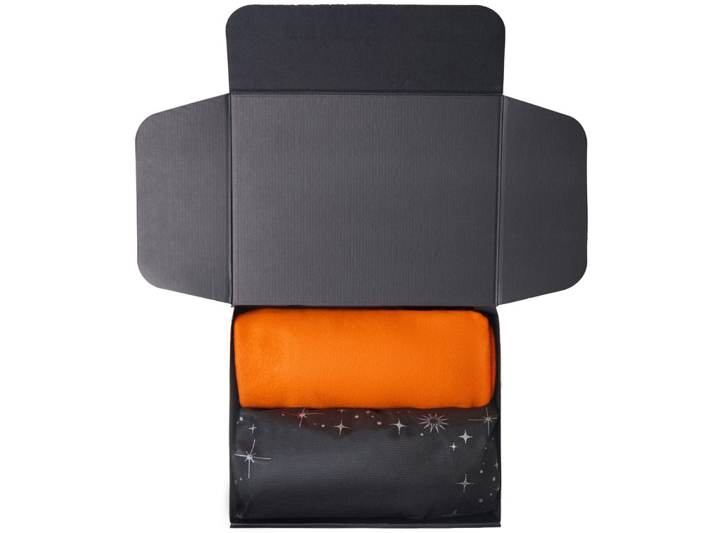 Подарочный набор с пледом, свечой и диффузором, оранжевый