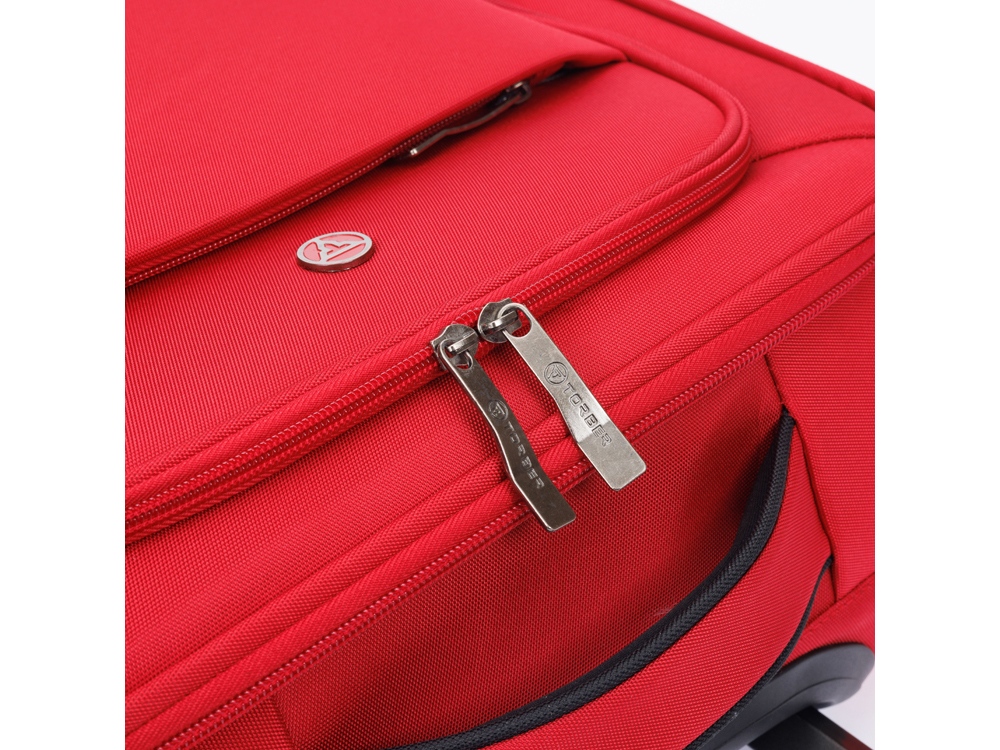 Чемодан TORBER БРОСНО, красный, нейлон 600D, 48 х 30 х 78 см, 85 л