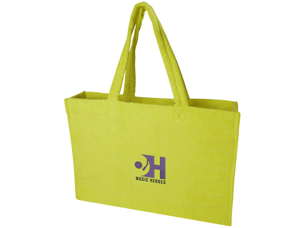 Пляжная эко-сумка Siam объемом 13 л из переработанной махровой ткани, сертифицированной GRS - Лайм