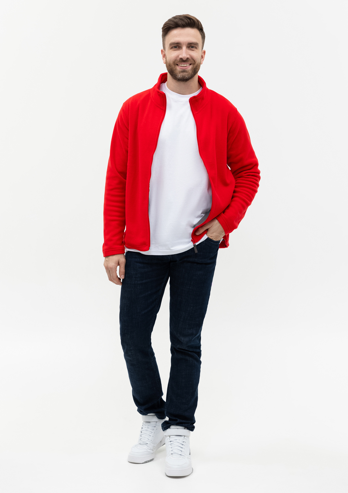 Толстовка унисекс STAN на молнии микрофлис 200, 21, Красный,  (14)  (56/XXXL)