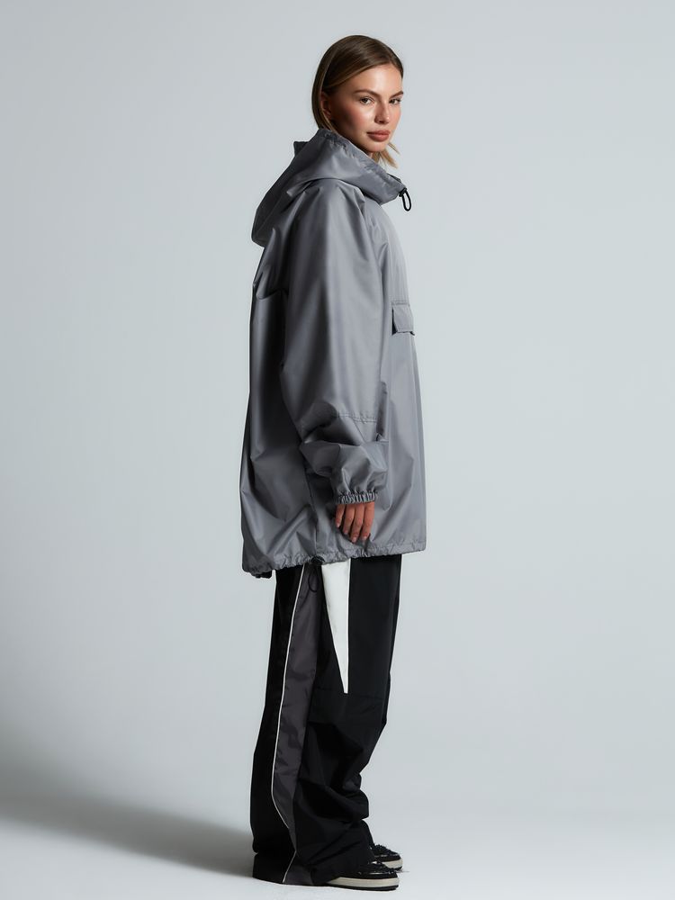 Дождевик-анорак Hard Work, укороченный, серый
