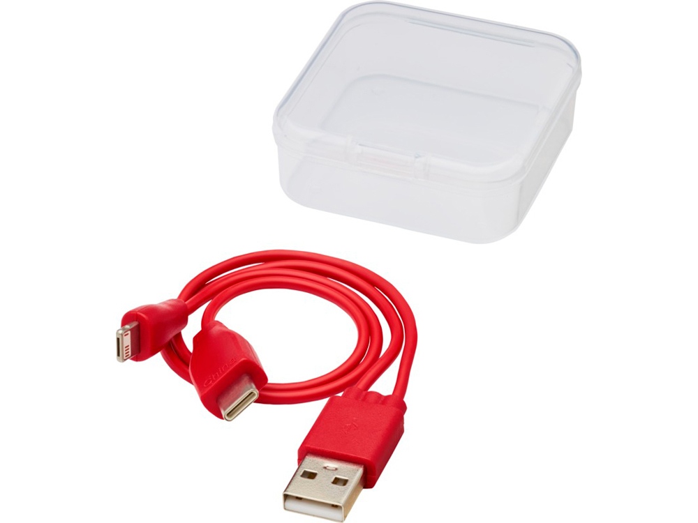 Двусторонний кабель для зарядки Ario 3-в-1 в тканевой оплетке с логотипом  | Print Logo