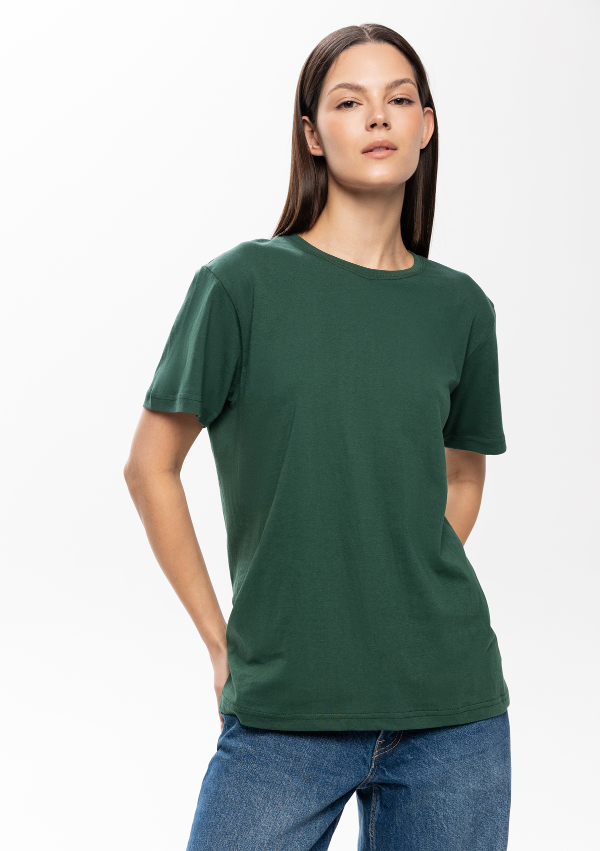 Футболка унисекс без бокового шва STAN хлопок 160, 02, Тёмно-зелёный,  (130)  (44/XS)